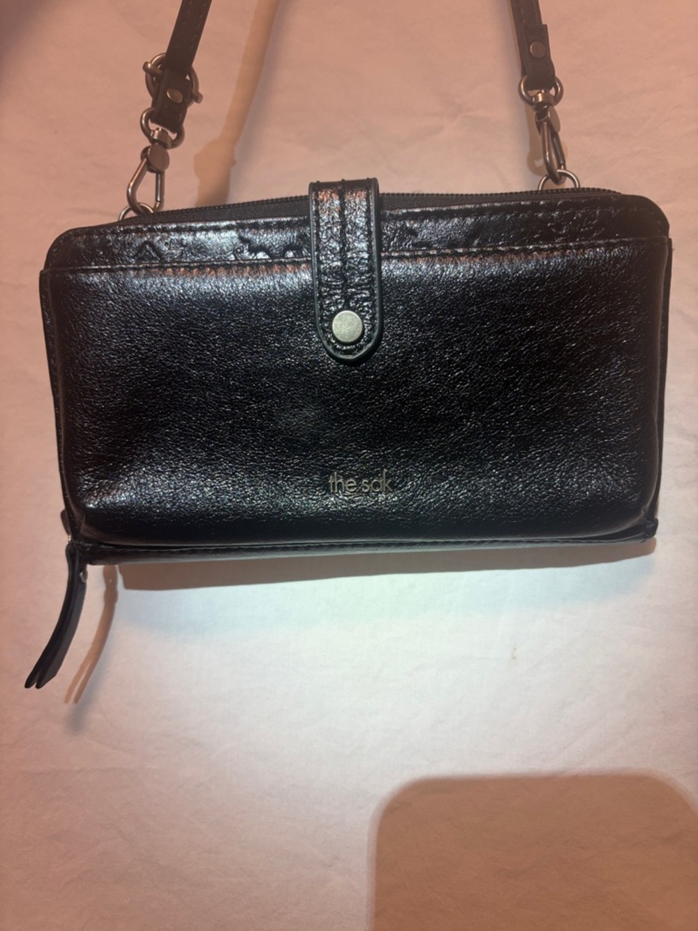 The Sak Black Leather Crossbody Wallet Purse NWOT